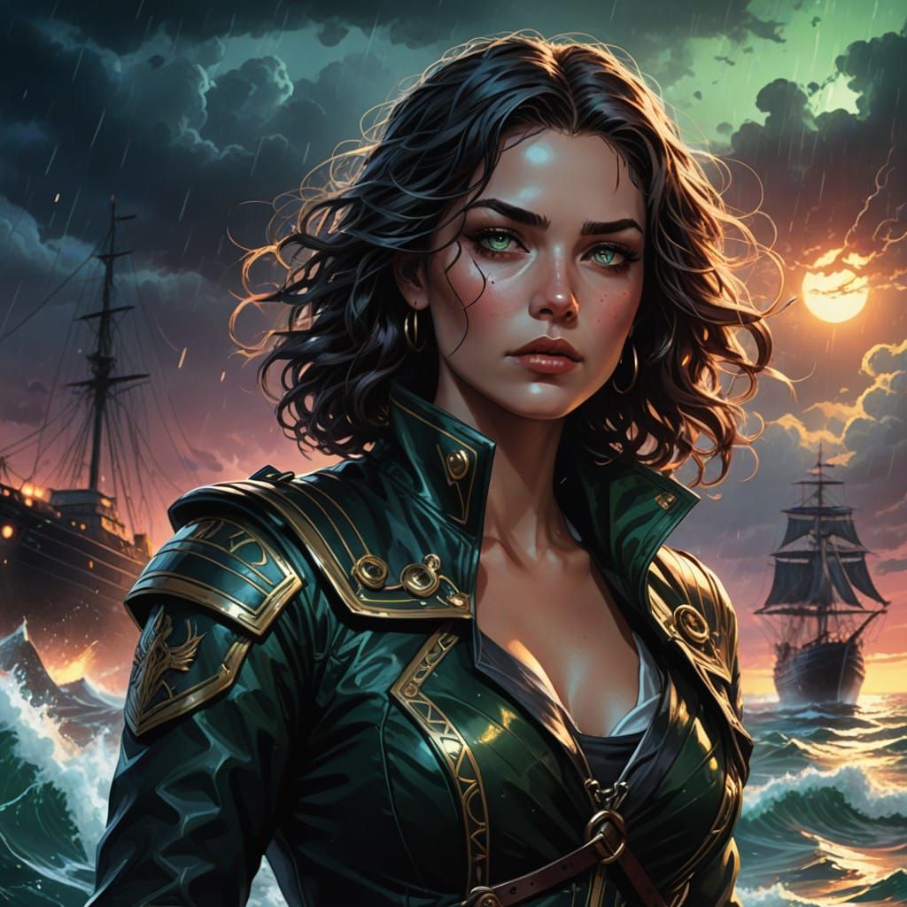 Cyberpunk Storm Captain in Leather and Red