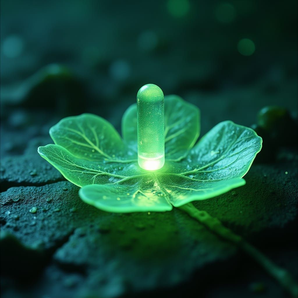 Luminous Capsule on Leaf-Textured Docking Plate