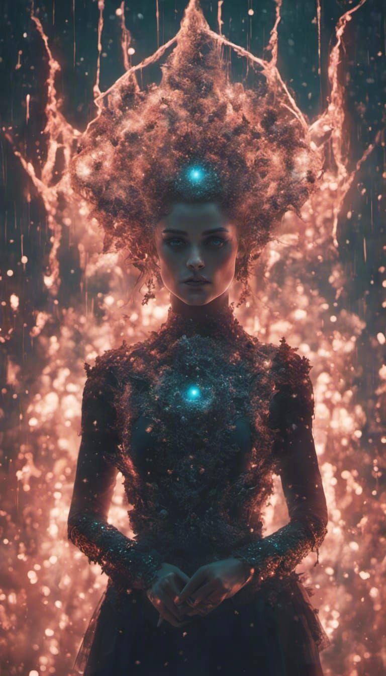 Cyberpunk Queen of Darkness in Luminescent Neon