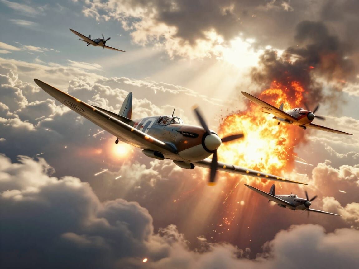 Epic Battle of Britain Dogfight in Cinematic Digital Paintin...