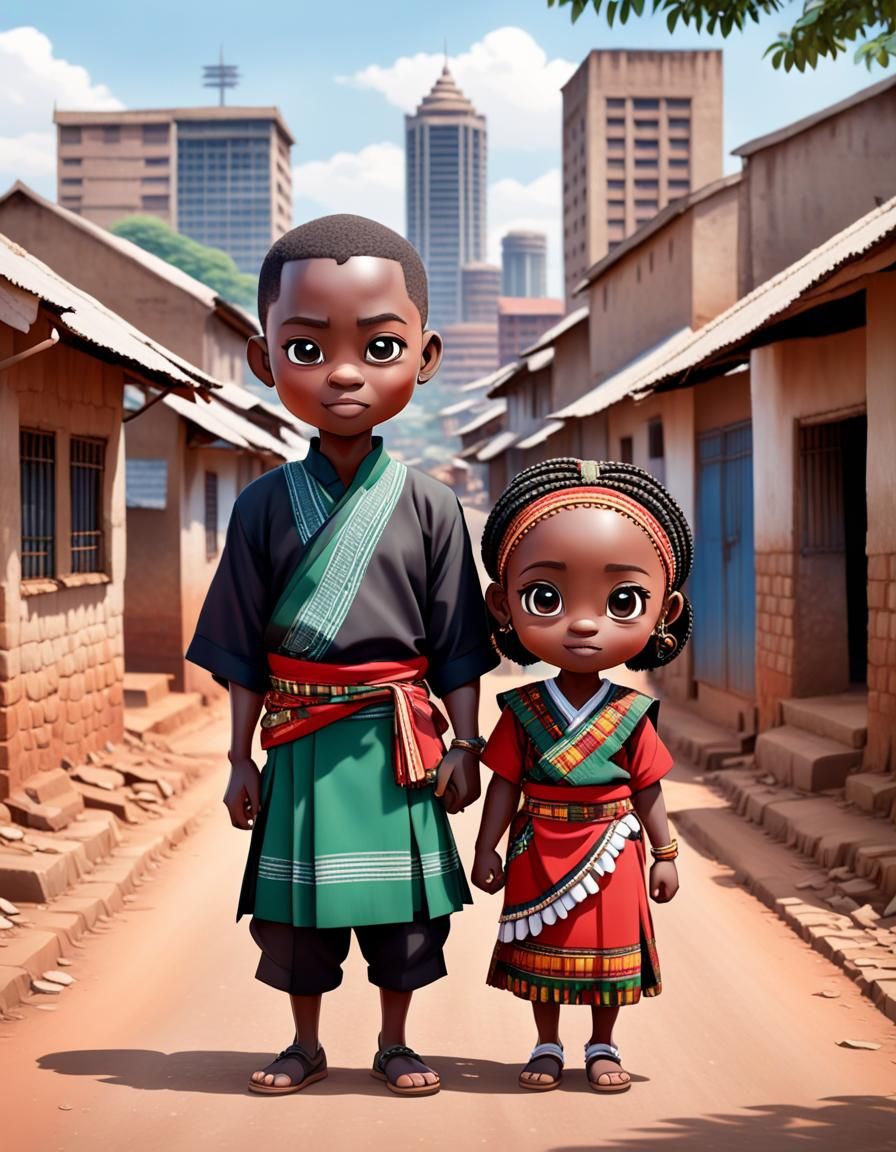 Chibi Malawi Children in Lilongwe Cityscape