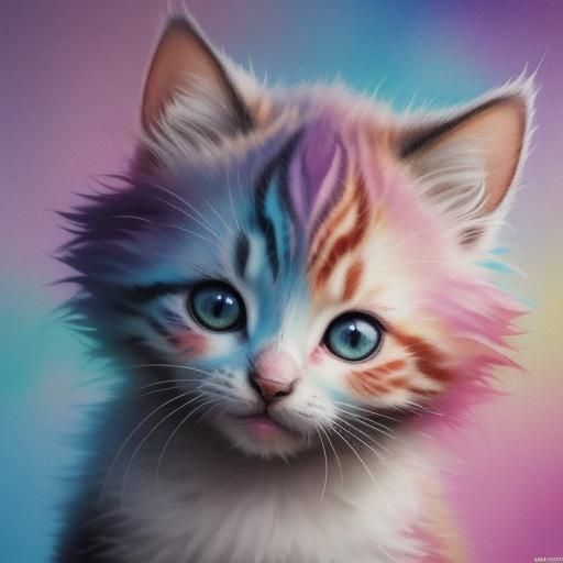 Cute Kittens in Graffiti Watercolour Splash Art