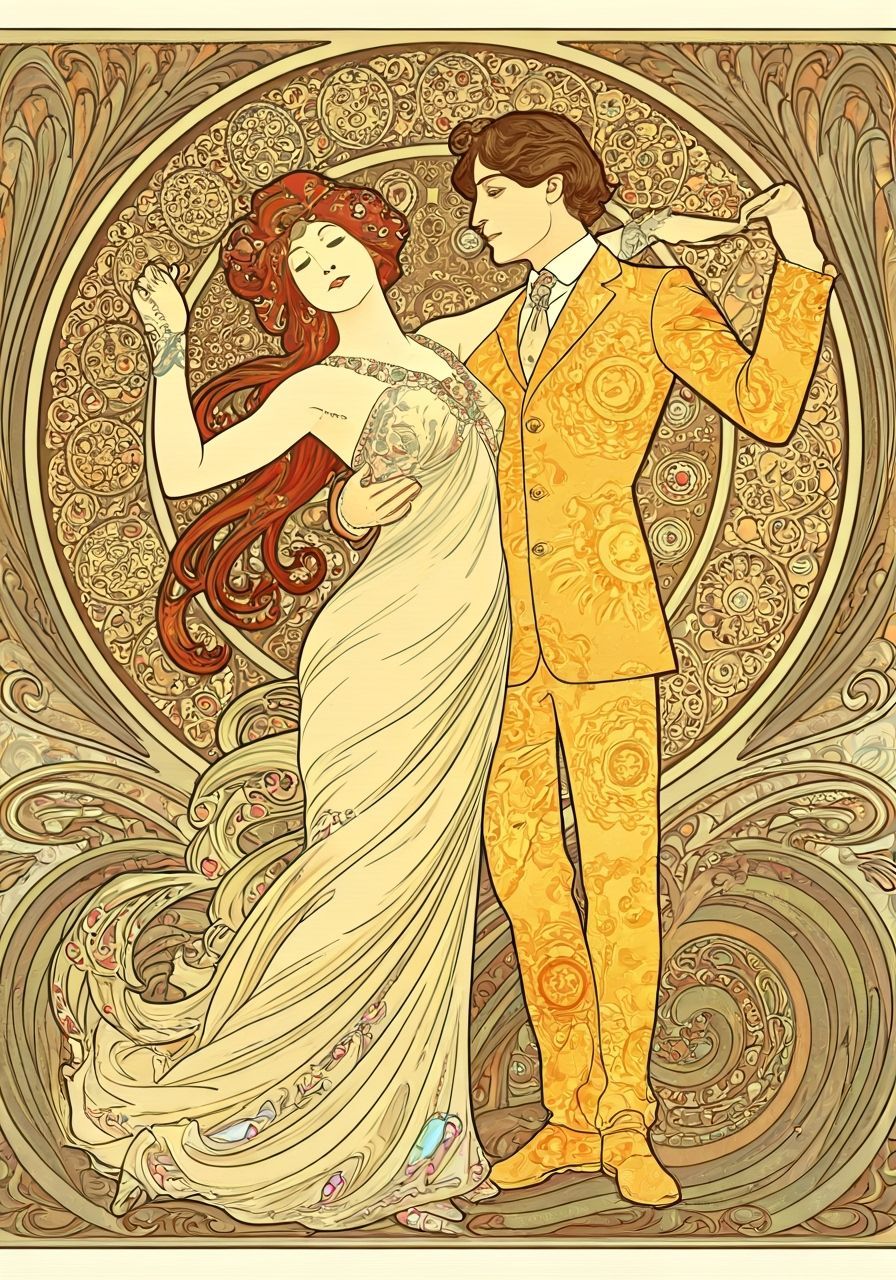 Art Nouveau Dance of Day and Night