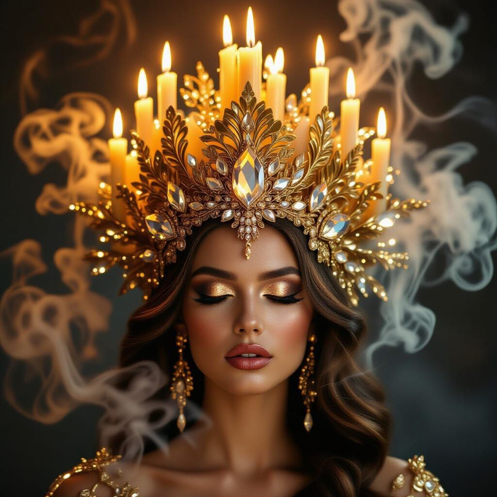 Goddess Portrait with Molten Gold Wax Crown