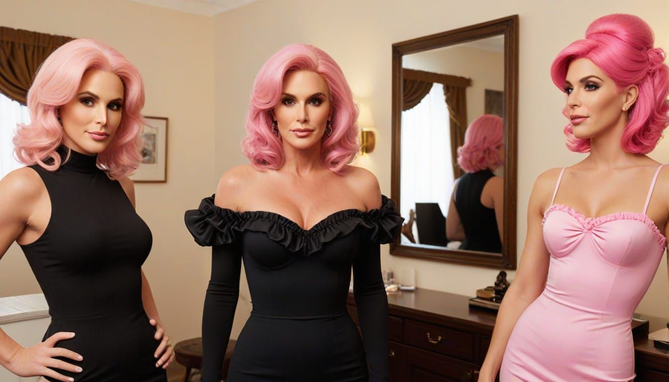 Pink-Haired Drag Queens at Salon: Digital Art