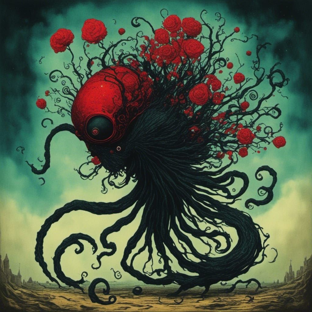 Redcap Character with Twisted Ink and Strange World Elements