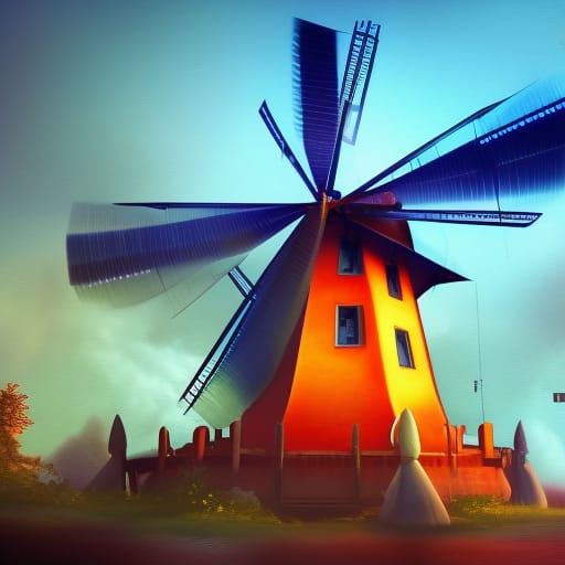 Rainbow Windmill: Hyperrealistic Concept Art
