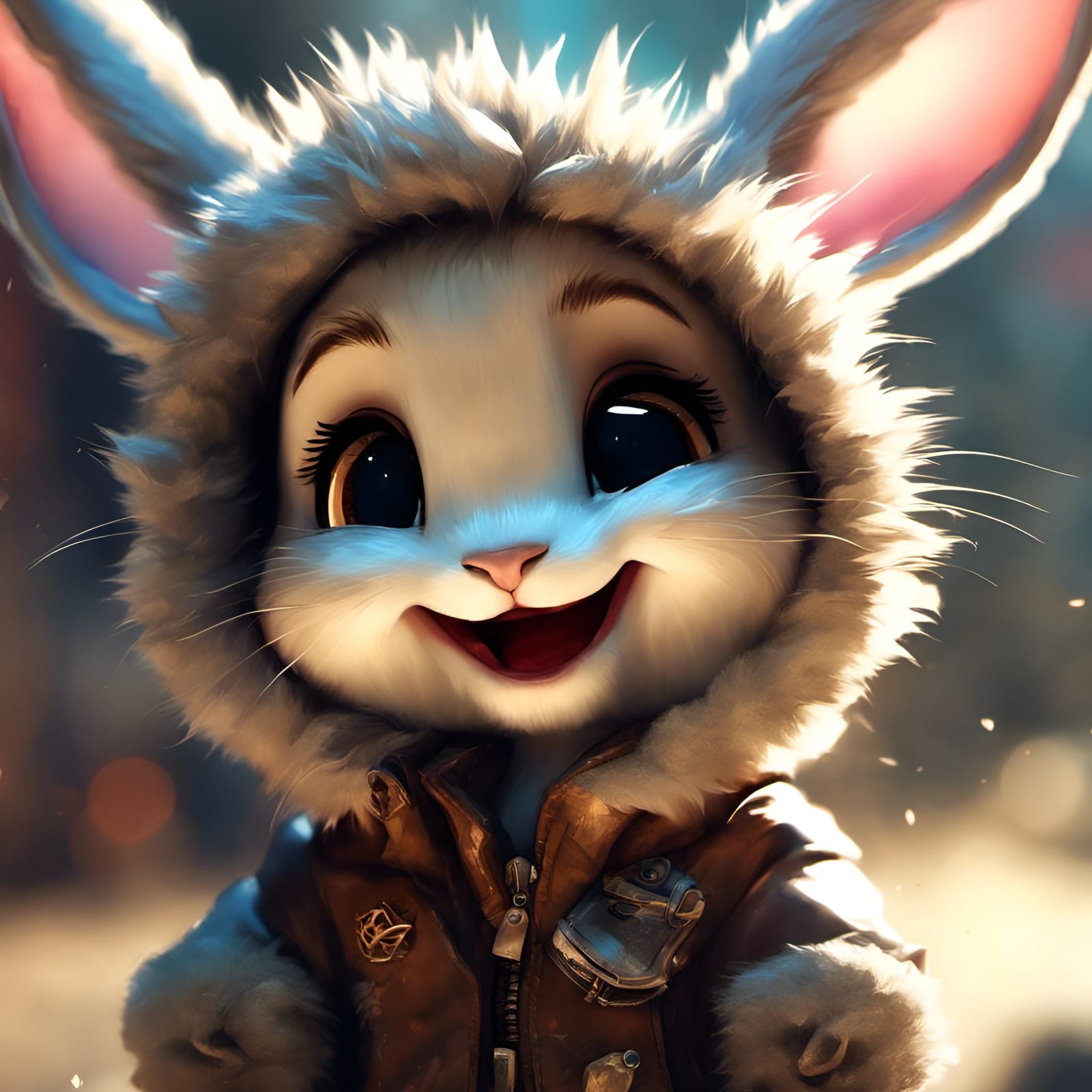Chibi Bunny Portrait with Dramatic Lighting