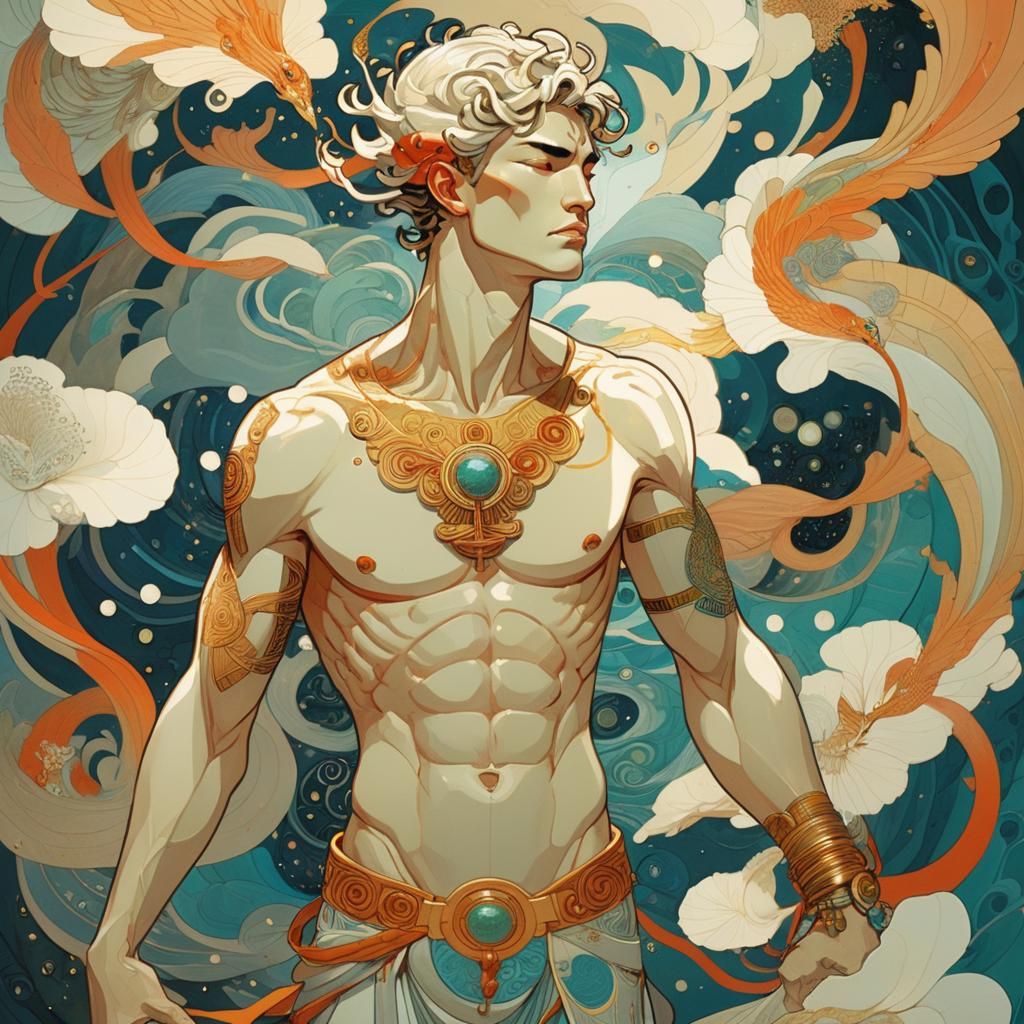 Sensual Hermes Illustration in Fantasy Style
