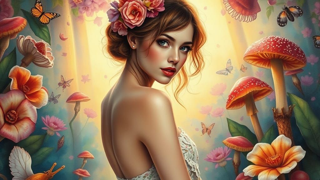 Aphrodite in Exotic Pin-Up Watercolor Art