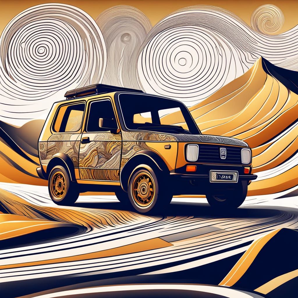 Lada Niva in Desert: Abstract Vector Fractal