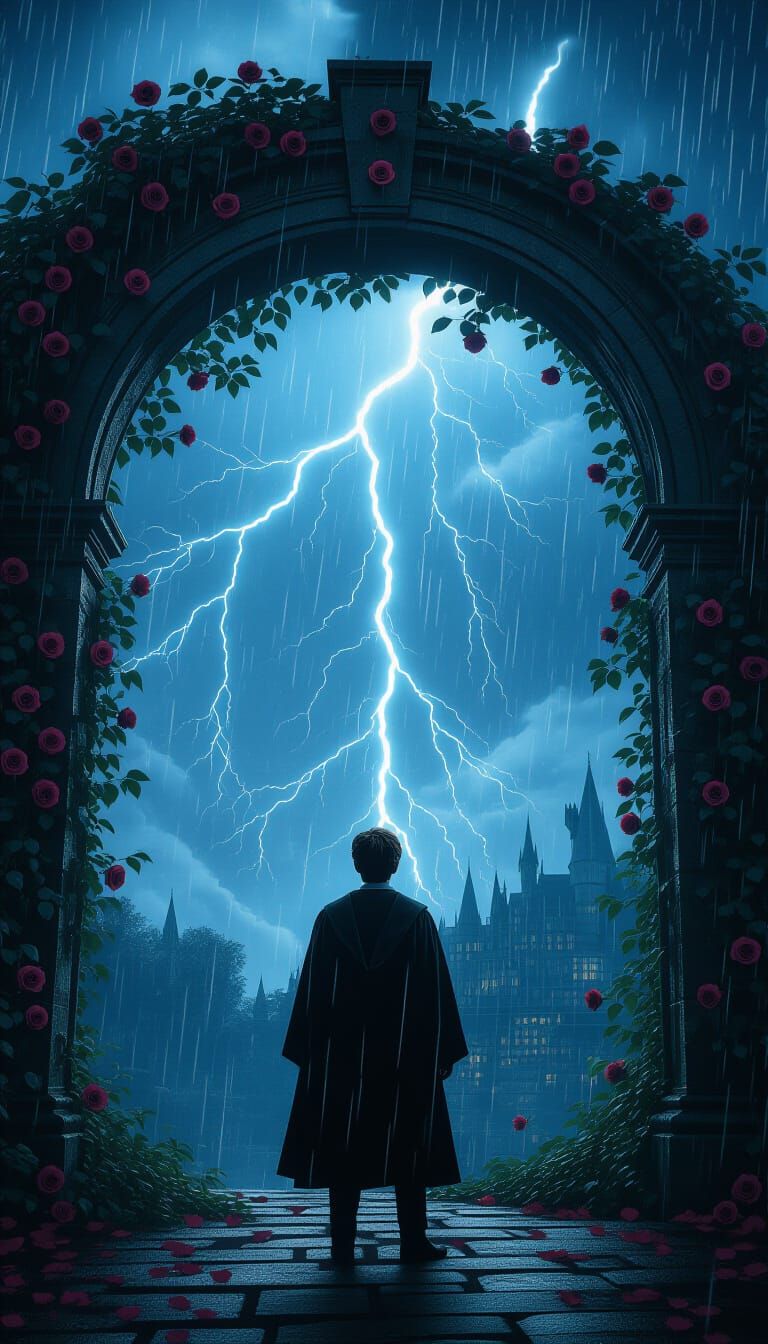 Harry Potter in Dark Fantasy Storm, Cinematic Film Still