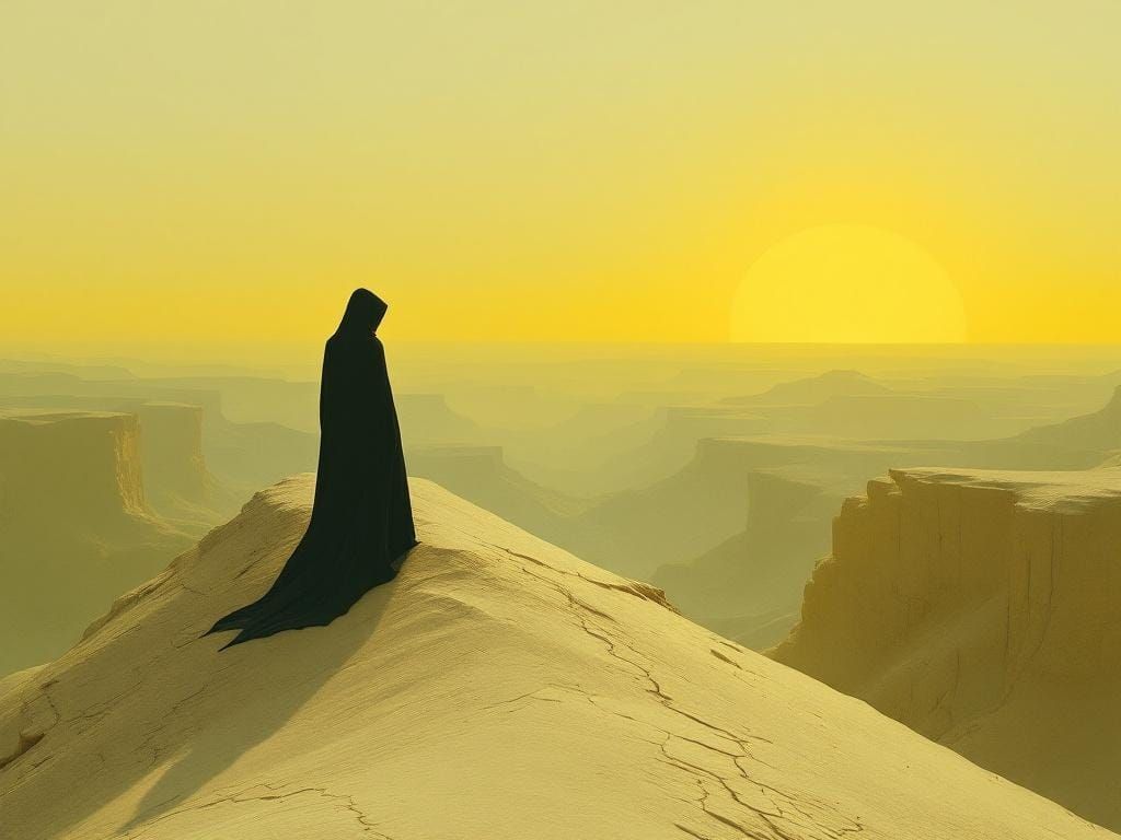 Lone Figure in Surreal Landscape, Romantic Sublime Style