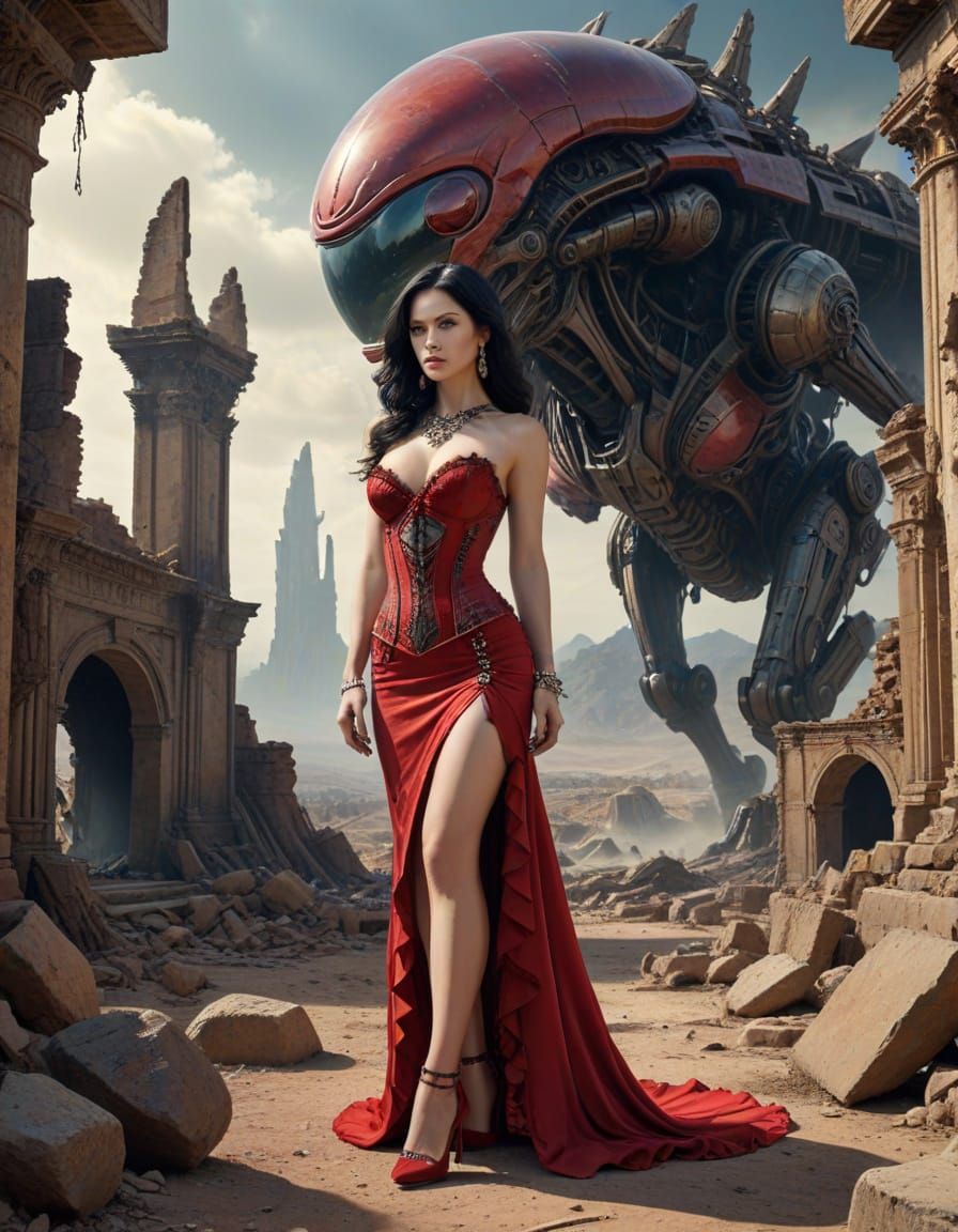 Elizabethan Woman on Alien Planet, Photorealistic