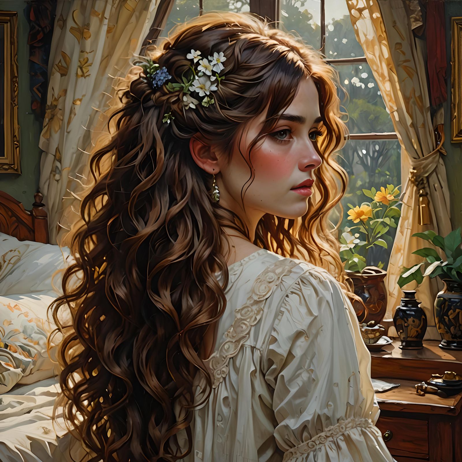 Luminous Hair Study in Oil Paint