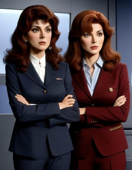 Troi and Crusher in Business Suits