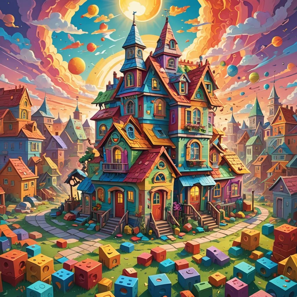 Apocalyptic World: A Colorful House in Digital Art