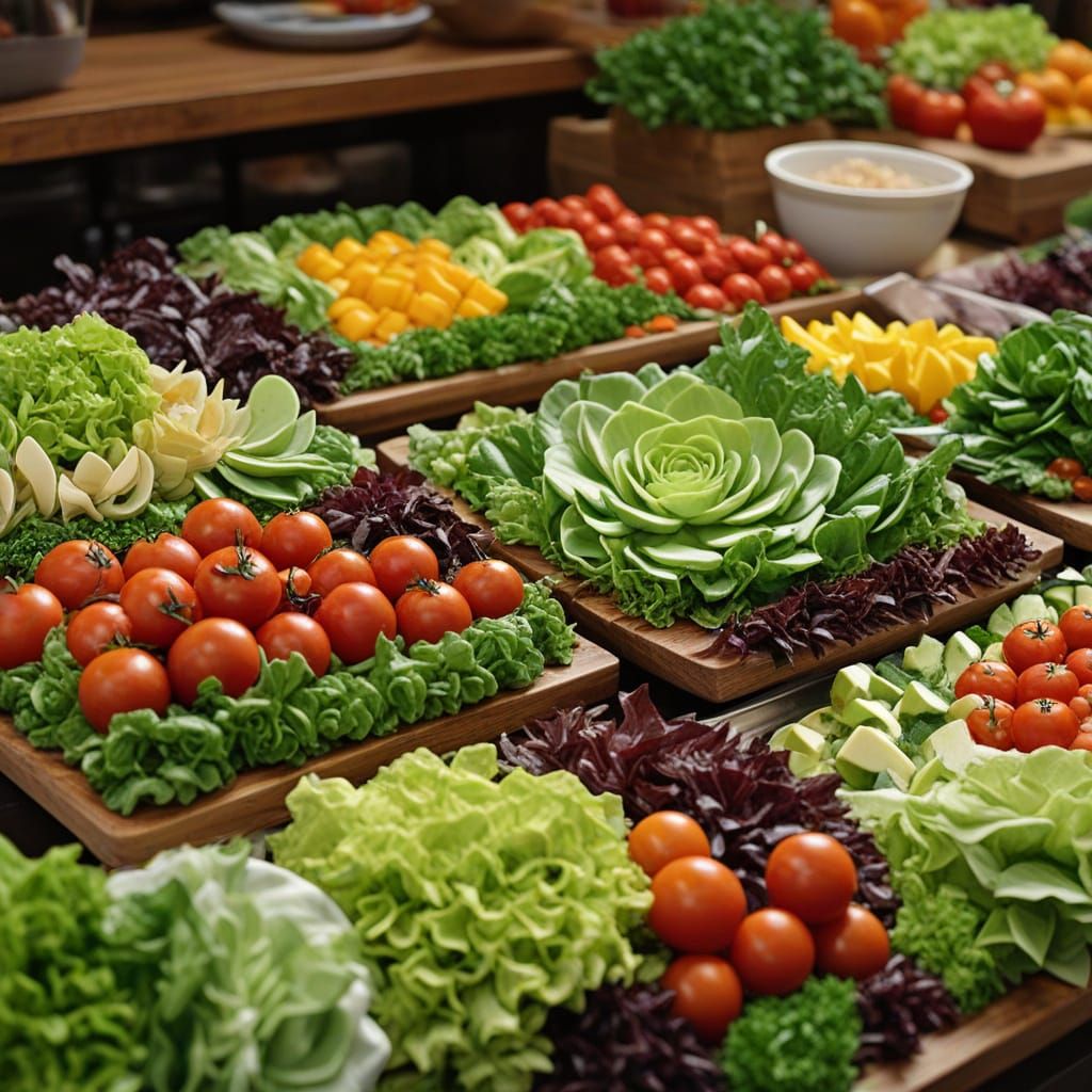 Vibrant Salad Bar in Hyper-Realistic Digital Art