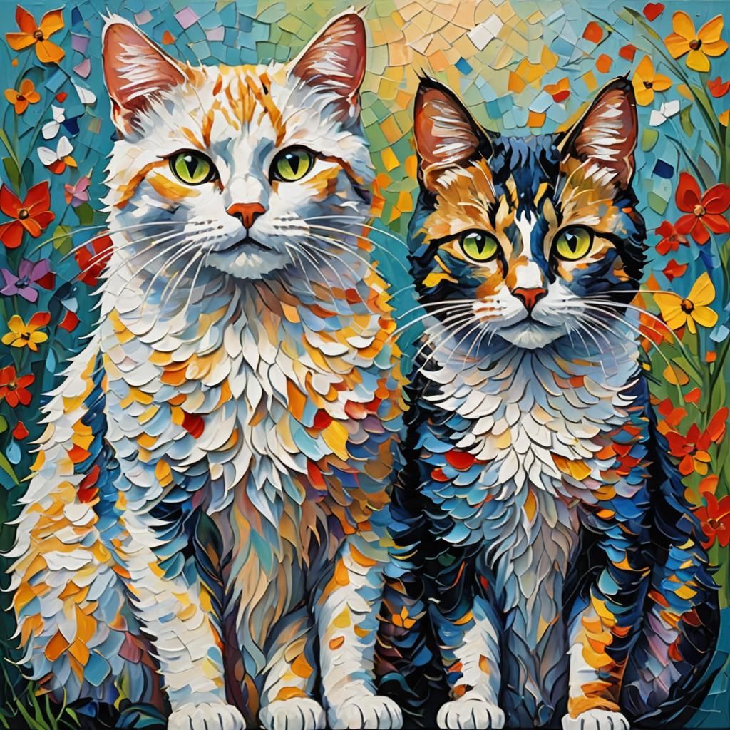 Lovecats in Neo-Impressionist Style