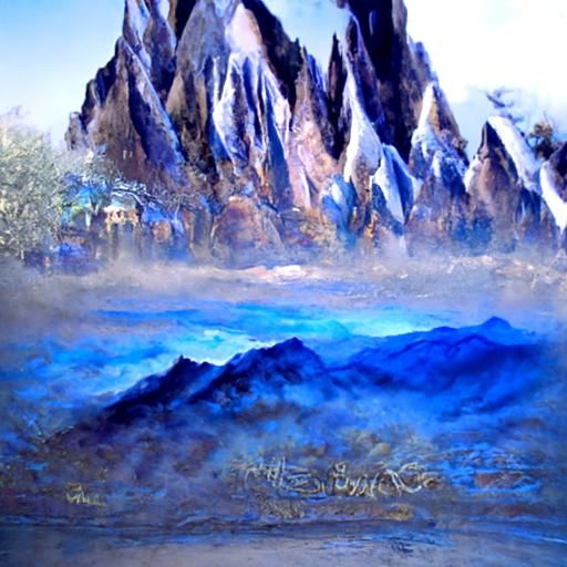 Blue Sand Desert Landscape in Ethereal Style