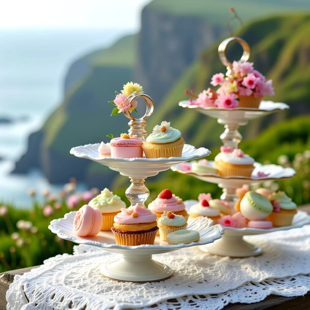 Hyperreal Close Up of Elegant Cake Stand