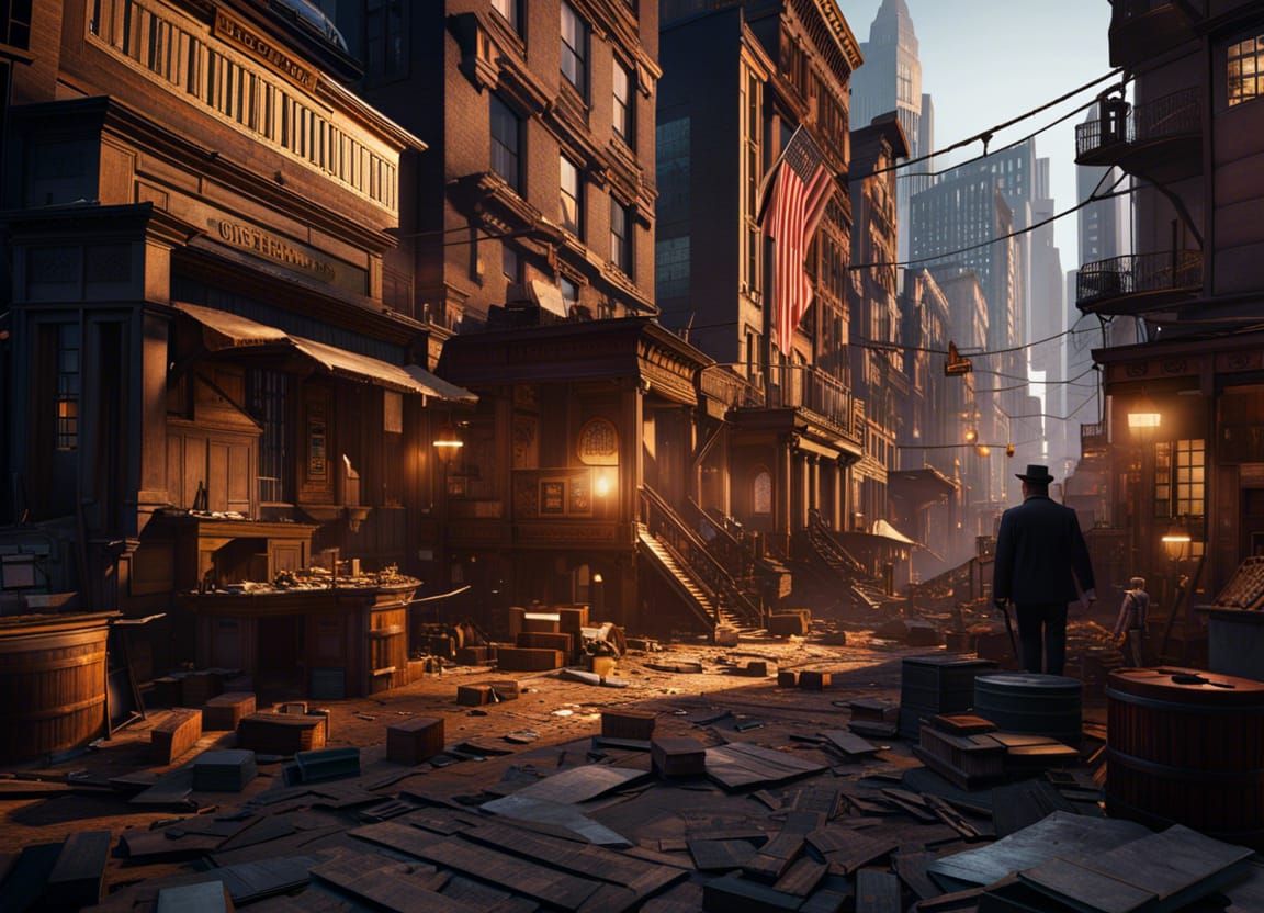 Wall Street Shanty Town: Maximalist Splash Art