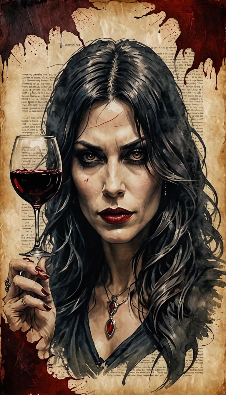 Vampire Portrait on Parchment in Fantasy RPG Style