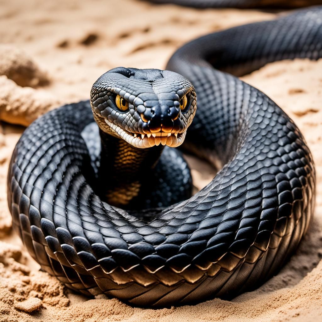 Striking King Cobra Portrait in Golden Hour Light