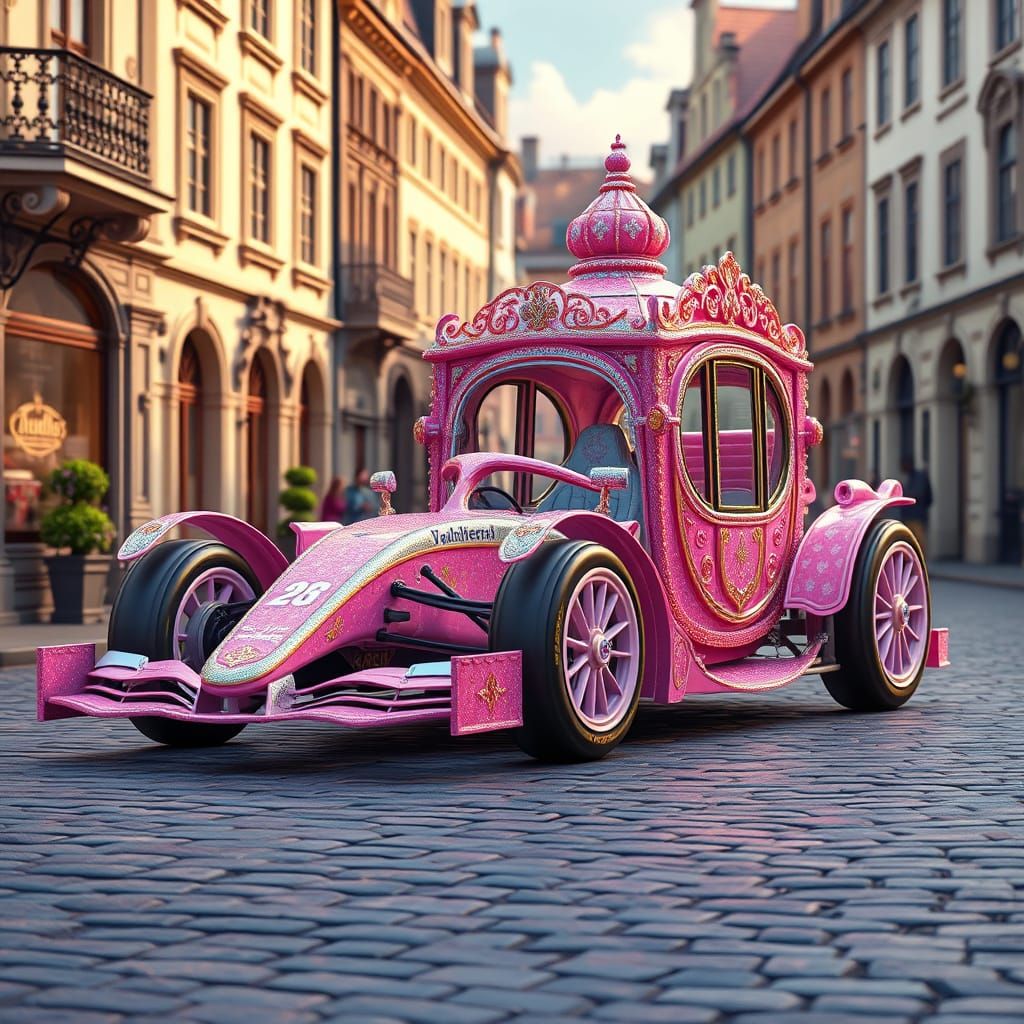 18th Century Formula One Car in Whimsical, Hyper-Realistic S...