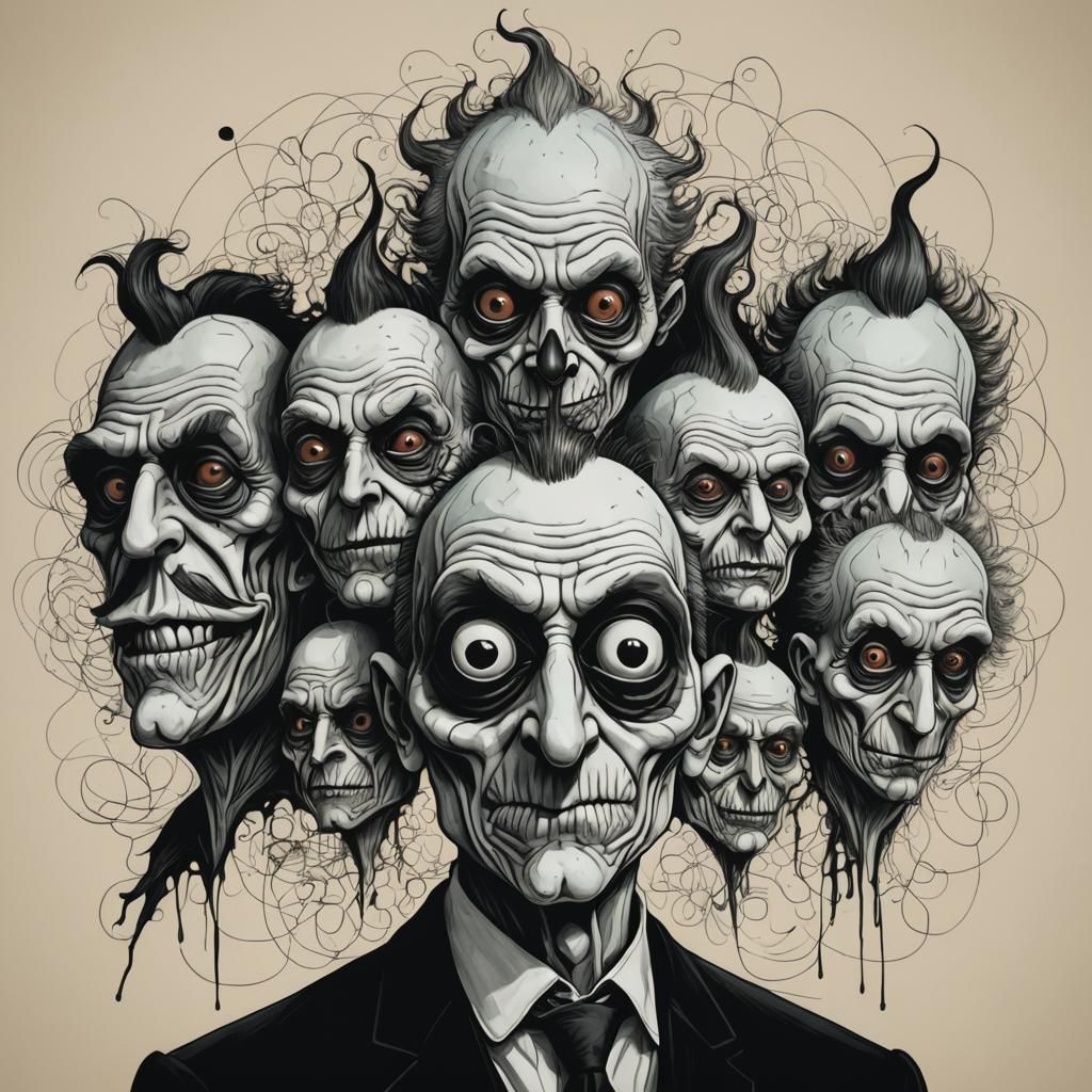 drawn in the style of The Residents Pore Know Graphics