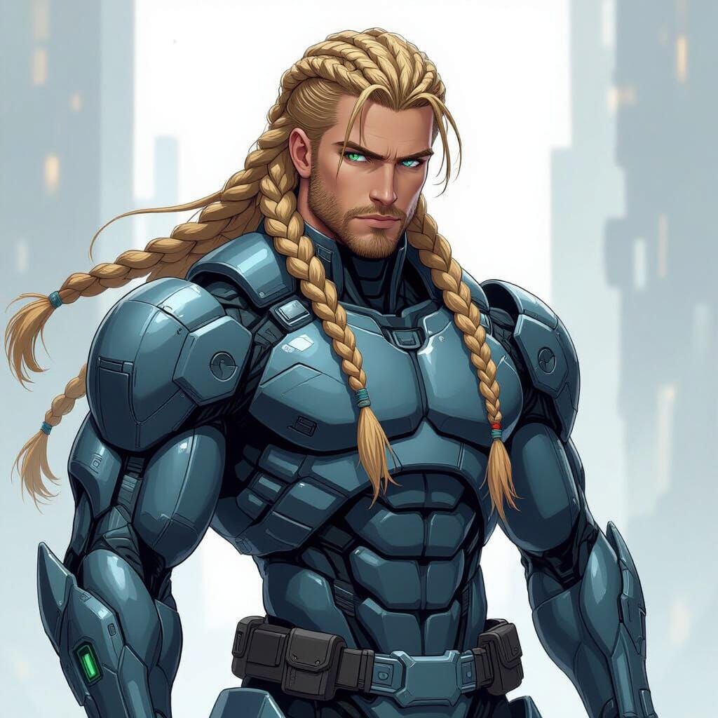 Anime Warrior in High-Tech Armor