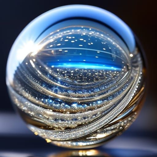 Mechanical Glass Crystal Sphere in Psychedelic Style