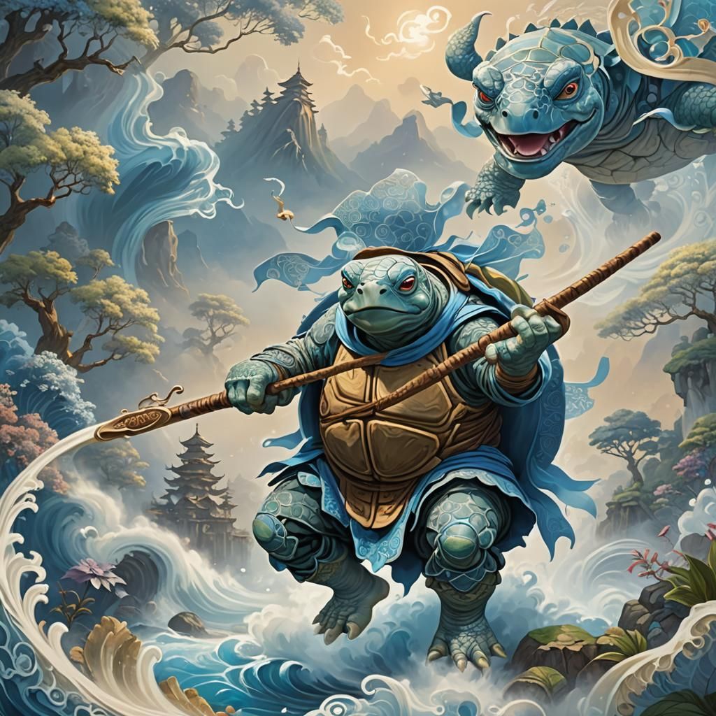 Tortle Shaolin Monk in Ethereal Feywild Setting