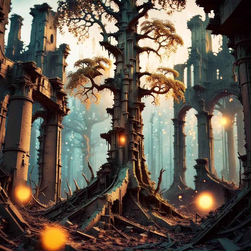 Gorgeous forest scene bokeh subtractive lighting Alphonse Mu...