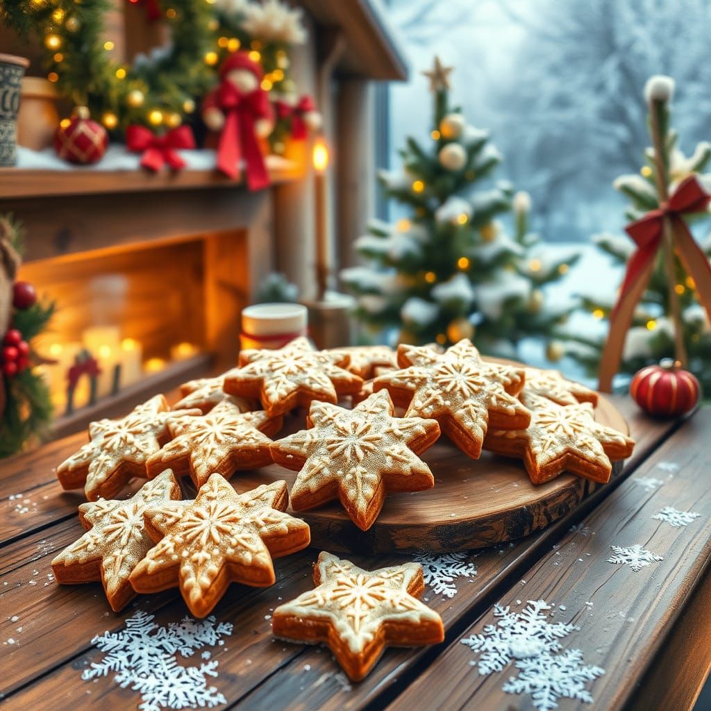 Whimsical Cinnamon Stars in Watercolor Style