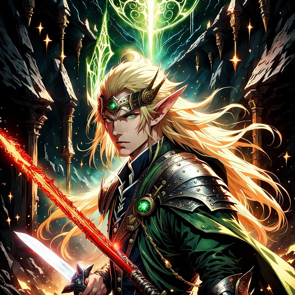 Steampunk Elf Warrior with Electric Sword