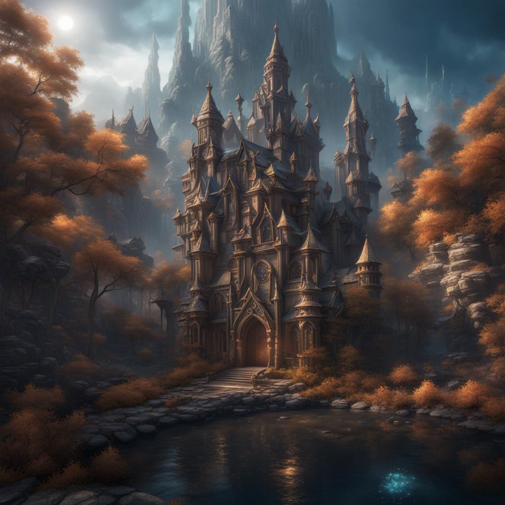 Fantastical Detailed Matte Painting in Deep Color