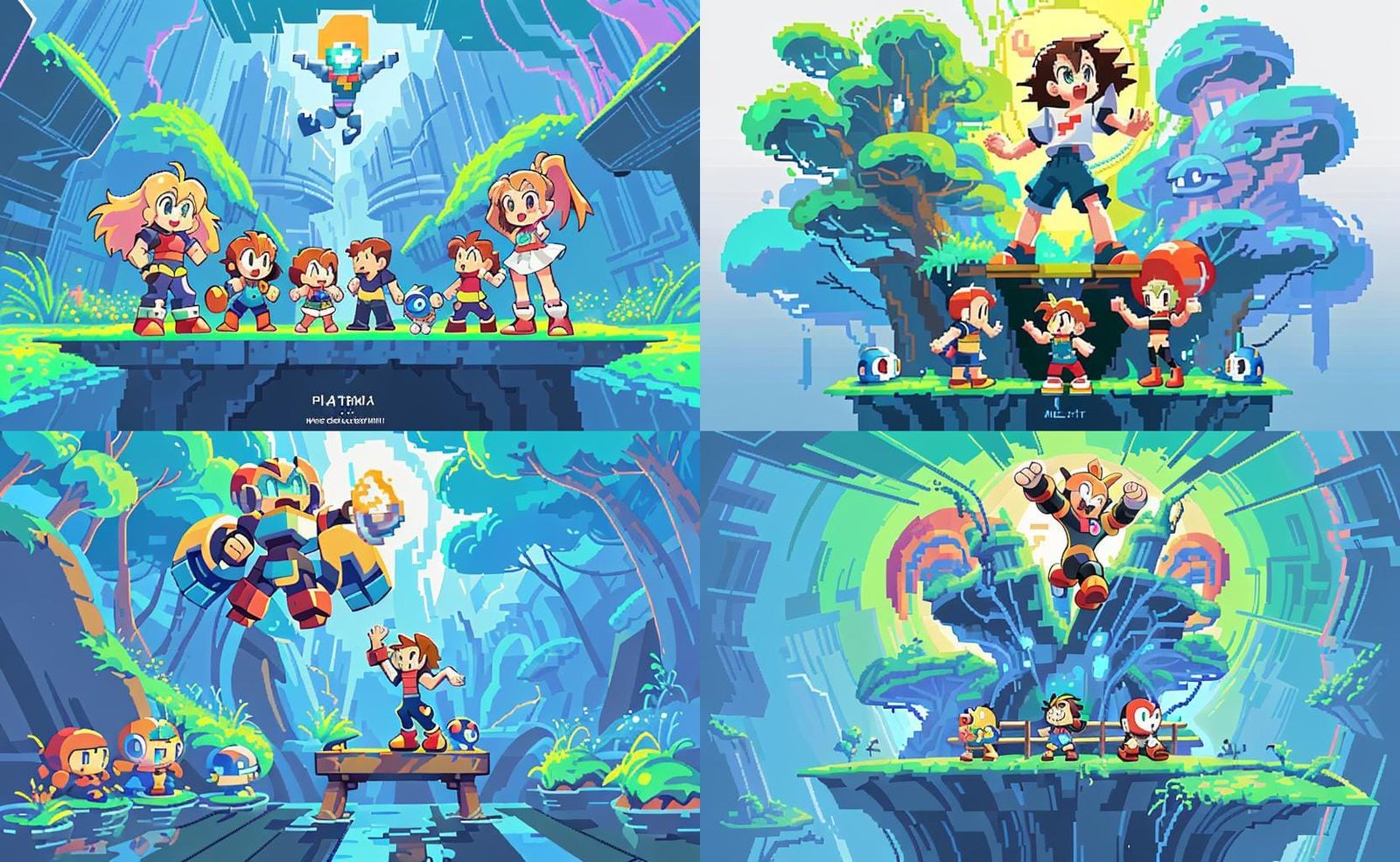 Retro Pixel Art Cyber Knight Platform Game