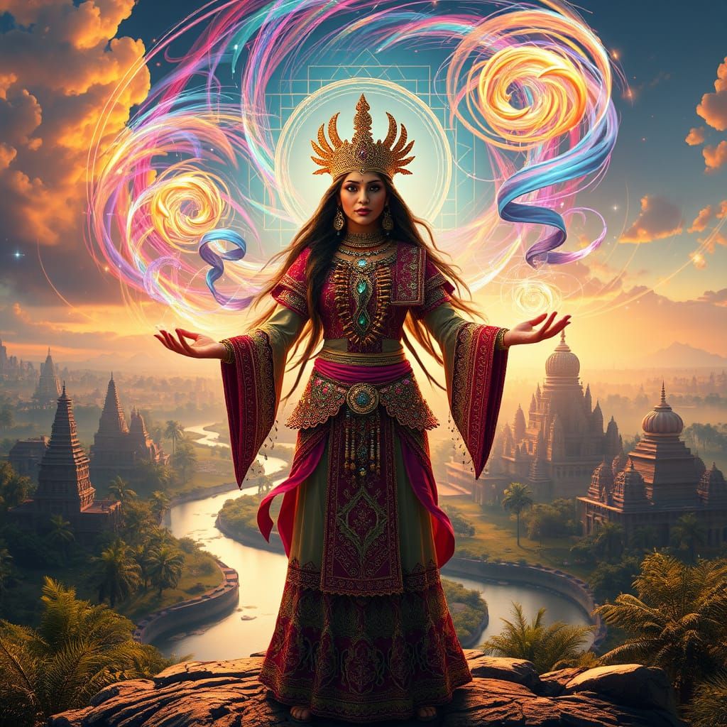Enchanted Indian Goddess Unfolds Mystical Realities
