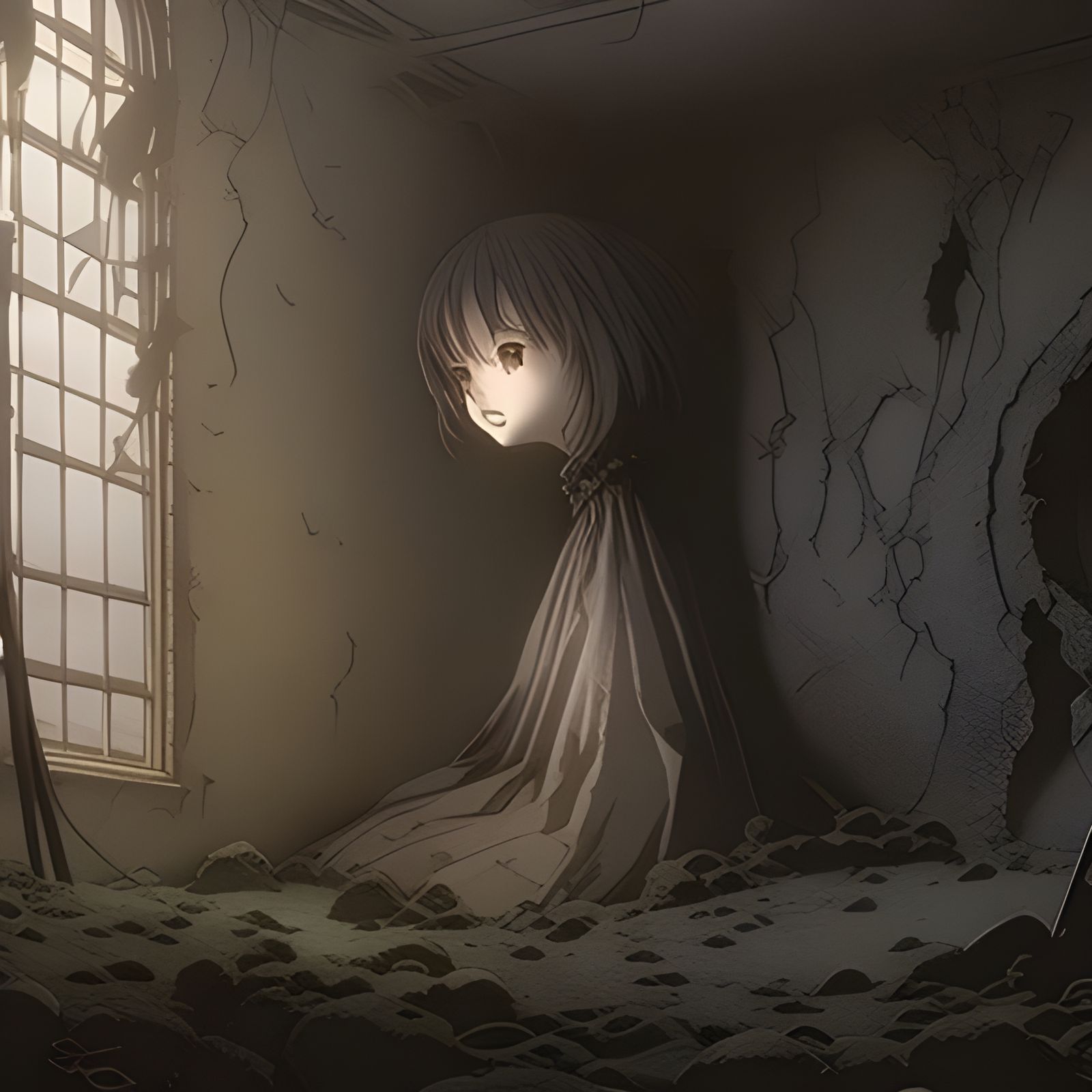 Creepy Animated Rag Doll in Dark Room