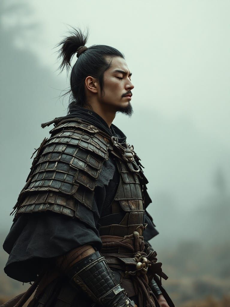 Serene Samurai Warrior in Battle Readiness