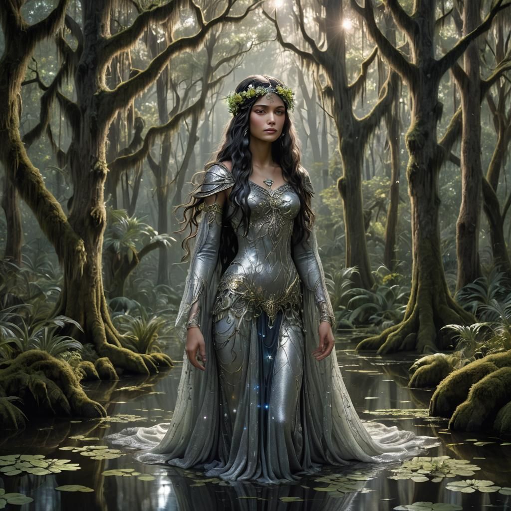 Artemis in Mystical Forest: Hyperrealistic Rendering