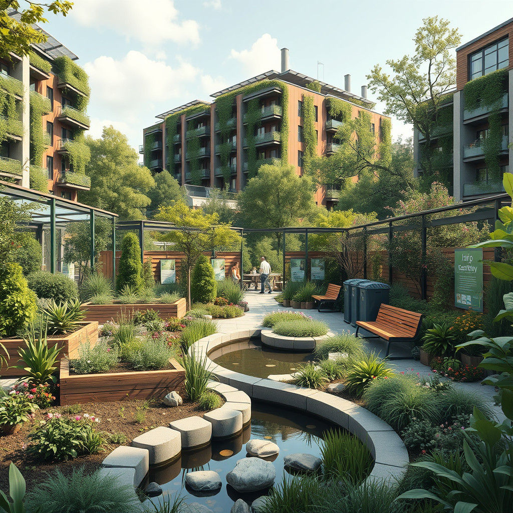 Lush Urban Garden: A Matte Painting of Sustainable Living