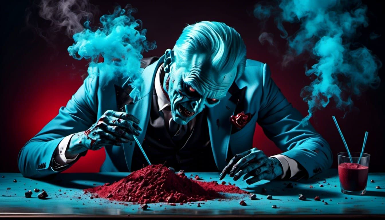 Zombie Snorting Powder in Retro Rockabilly Style