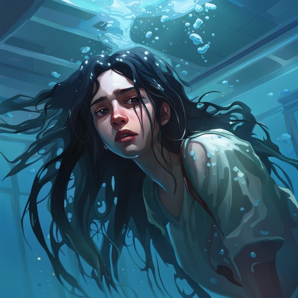 Drowning Teenage Girl in Flooded Hospital: Splash Art
