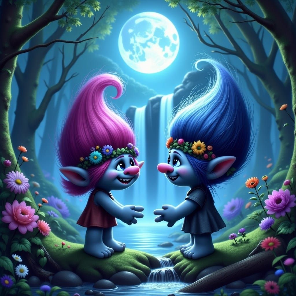 Two Supercute (((blue trolls))) (((madly in love))), serious...