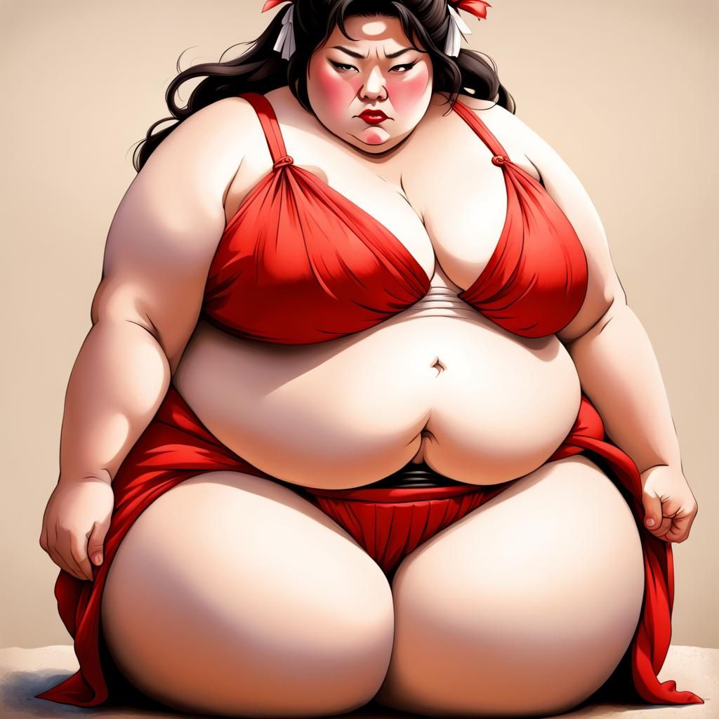 Female Sumo Wrestler with Geisha Hair