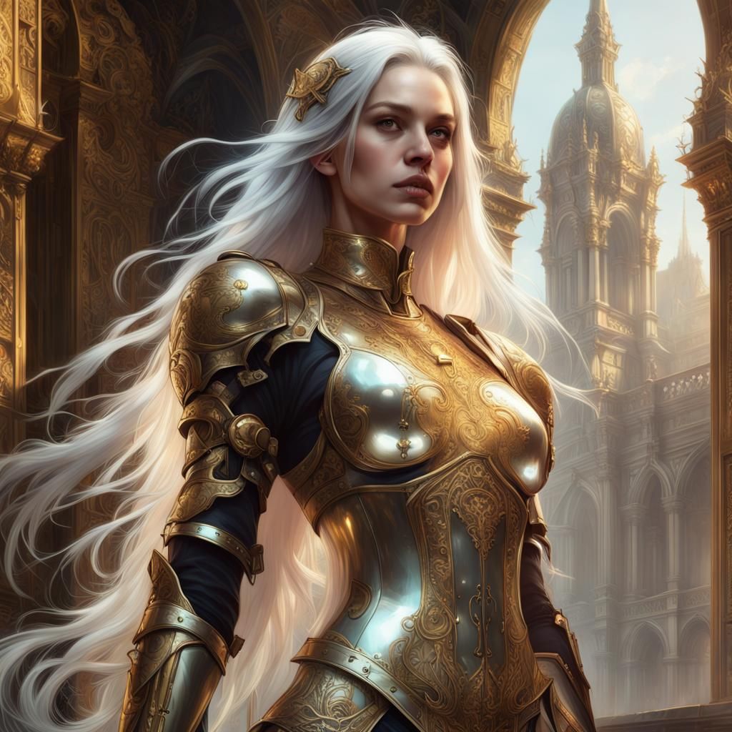 Victorian Knight with Cyberpunk Style