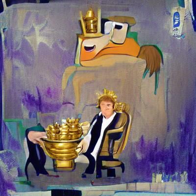Donald Trump on Golden Throne Painting