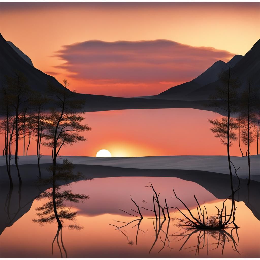 Minimalist Sunset: Contemporary Nature Art